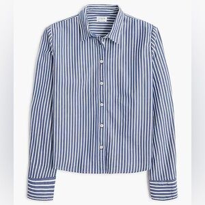 J. Crew Factory Blue and White Striped Button Down Shirt